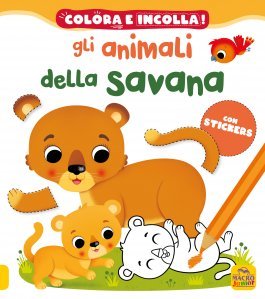 Colora e incolla. Gli animali della savana - Libro