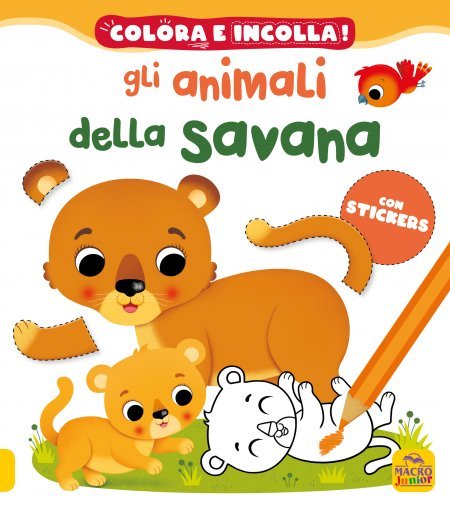 Colora e incolla. Gli animali della savana - Libro